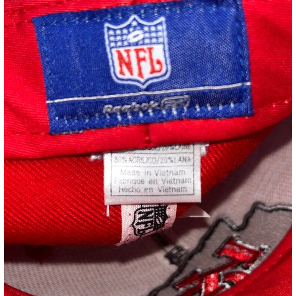 Kansas City Chiefs Reebok Flat Bill Fitted Hat Size 7 1/4 Vintage Deadstock - Picture 7 of 7